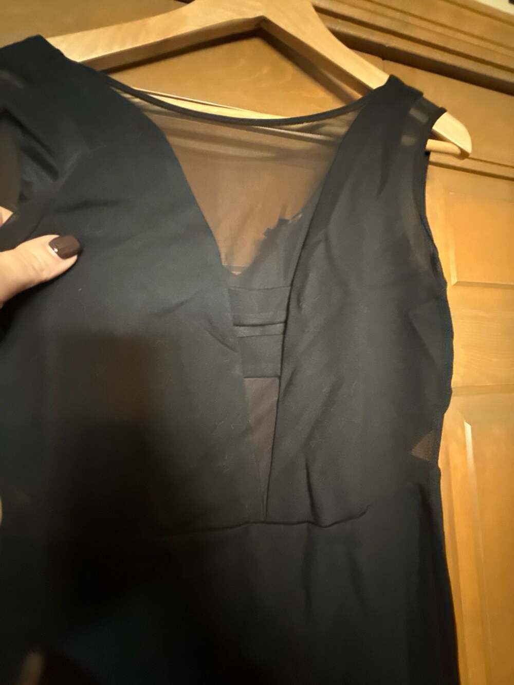 Fable Mesh Inset Sheer V-Neck Bodycon Mini Dress - Picture 4 of 8